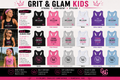 Grit & Glam Kids Crop Top Classic Bold Slogan G&G Circle - 6 colors XS-XL