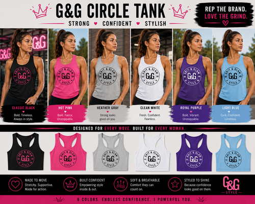 G&G Circle Tank - 6 colors Classic Black Hot Pink Heather Gray Clean White Royal Purple Light Blue